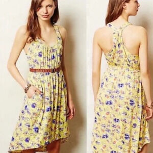 Anthropologie Weston Wear Laguna Racerback High Low Dress Yellow Floral Size S